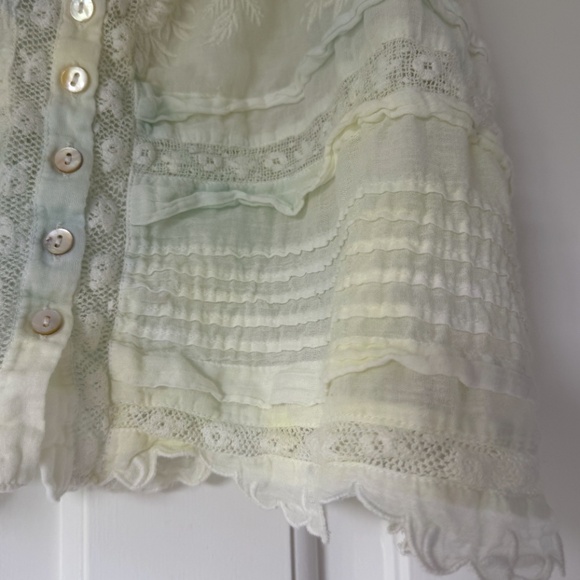 Love Shack Fancy Sully Lace Embroidered Cami Blouse Top in Lily Pond Hand Dye - Picture 3 of 6